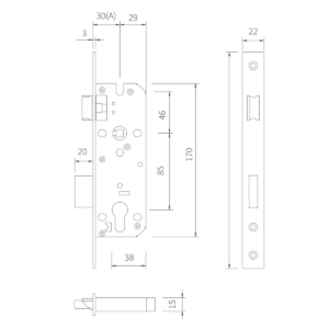 Alternative view of Thân khóa tiêu chuẩn châu Âu ML3085/3585/4085